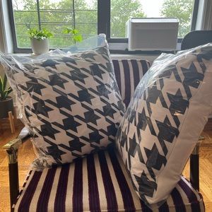 Pair of oversized black/white houndstooth throw pillows (22” | $45)